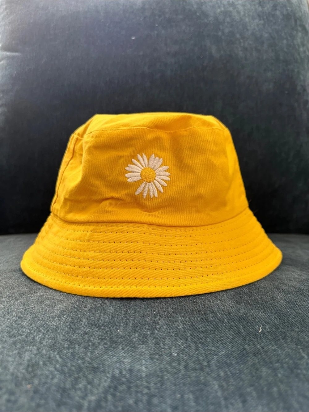 Yellow Daisy Embroidered Kids Bucket Hat